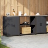 vidaXL Kuhinjski set za shranjevanje 3 pcs Antracitna 210 x 50 x 92 cm | Shoptok.si