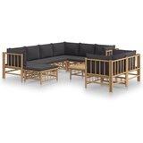The Living Store Vrtna sedežna garnitura 10-delna temno sive blazine bambus - Vrtna Sedežna Garnitura, (21421742) | Shoptok.si