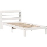vidaXL Posteljni okvir z vzglavjem bel 75x190 cm trdna borovina | Shoptok.si