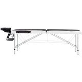  Sklopivi stol za masažu s 2 zone aluminijski crno-bijeli | shoptok.hr