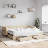 vidaXL Izvlečna dnevna postelja s predali krem 90x200 cm blago Cene