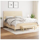 vidaXL Box spring postelja z vzmetnico krem 180x200 cm blago Cene