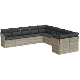 vidaXL 10-dijelni set vrtnih sofa poliratan s jastucima svijetlosivi | shoptok.hr