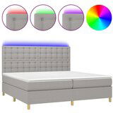  Krevet box spring s madracem LED svjetlosivi 200x200 cm tkanina | shoptok.hr