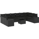Maison Chic Seti vrtnega pohištva - Vrtna garnitura - Vrtni pohištvo set 11-delna z blazinami črn poli ratan, (21815014) | Shoptok.si