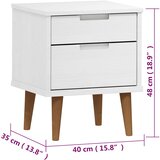 Noćni ormarić MOLDE bijeli 40 x 35 x 48 cm od masivne borovine | shoptok.hr