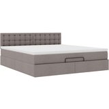 vidaXL Otomanski krevet s madracem smeđesivi 160x200cm od tkanine | shoptok.hr