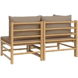  Sedežna garnitura 2-delna s taupe blazinami bambus | Shoptok.si