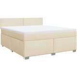 vidaXL Box spring postelja z vzmetnico krem 180x200 cm blago | Shoptok.si