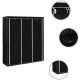 Furnova Garderobna omara s predelki in palicami črna 150x45x175cm blago, (21930122) | Shoptok.si