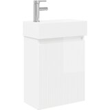 vidaXL Kopalniška omarica s tapo Bela visok sijaj 45,5 x 22,5 x 84 cm, (5000246359) | Shoptok.si