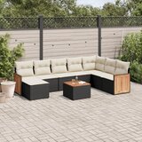 vidaXL 9-dijelni set vrtnih sofa s jastucima crni od poliratana | shoptok.hr