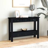 vidaXL Konzolna mizica s predali črna 110x30x75 cm trden mahagonij | Shoptok.si