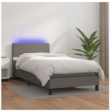 vidaXL Box spring postelja z vzmetnico LED siv 90x190 cm ume Cene