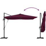  Cantilever Roma suncobran s LED svjetlima u Bordeaux crvenoj boji 286 x 285 x 270 cm aluminijski. | shoptok.hr