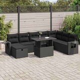vidaXL 9-dijelni set vrtnih sofa s jastucima crni od poliratana | shoptok.hr