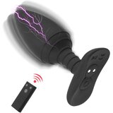 SuperLove E-Stim Silicone Vibrating Butt Plug with Remote Black Cene