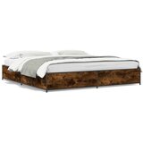 Furnova Posteljni okvir dimljeni hrast 200x200 cm inž. les in kovina, (21933905) | Shoptok.si