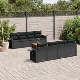  9-dijelni set vrtnih sofa s jastucima crni od poliratana | shoptok.hr