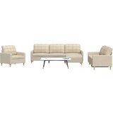 vidaXL Sedežna garnitura 4-delna s stolčkom krem blago | Shoptok.si