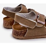 Boto Children's Sandals on Cork Platform with Velcro Closure in Khaki Rorria | Shoptok.si