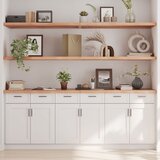 Maison Chic Stenska polica - Viseča Polica svetlo rjava 200x60x(2-4) cm trdna hrastovina, (21784553) | Shoptok.si