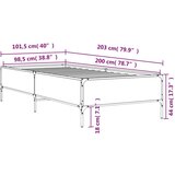 vidaXL Posteljni okvir siva sonoma 100x200 cm inž. les in kovina, (21128841) | Shoptok.si