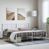 Metalni okvir kreveta uzglavlje i podnožje bijeli 193x203 cm | shoptok.hr