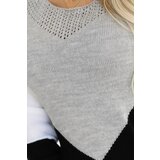 numoco basic 584-1 Tricolor sweater dress with openwork neckline - black, white and gray | Shoptok.si