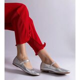Gemre Silver ballet flats with patent toe fastened with Velcro Jaures | shoptok.hr