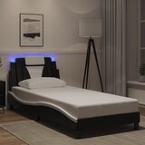 Maison Chic Posteljni okvir - Enojna postelja - Postelja za odrasle z LED lučkami črn in bel 80x200 cm umetno usnje, (21697215) | Shoptok.si
