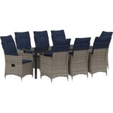  Set stola i stolica s jastukom 9 pcs Siva PE ratan | shoptok.hr