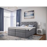 MID.YOU POSTELJA BOXSPRING 160 cm x 200 cm , tekstil, leseni material srebrne barve | Shoptok.si