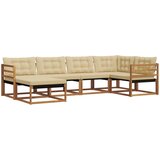  Set vanjskih sofa 6 kom. Prirodna i bež Čvrsto drvo akacije | shoptok.hr