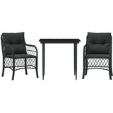  3-dijelni bistro set s jastucima crni od poliratana | Eponuda.ba