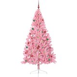 vidaXL Umjetna preddekorirana božićna jelka Roza 210 cm PVC | Shoptok.si