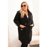 Kesi Włoski Plus Size women's coat made of faux shearling with pockets black Cene