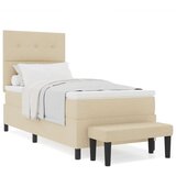  Box Spring Postelja z Vzmetnico in Klopjo Kremna 90x200 cm Tkanina, (22081013) | Shoptok.si