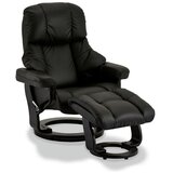 Furnhouse naslonjalo z vznožnikom crown črno usnje, (21141176) | Shoptok.si