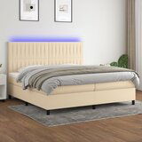 Maison Chic Box spring postelja - Vzmetna postelja z vzmetnico LED krem 200x200 cm blago SL15915, (21896116) | Shoptok.si