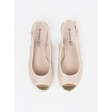 GOODIN Light beige openwork sandals with a low heel | Shoptok.si