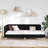 vidaXL Kutni okvir kreveta s uzglavljem Crna 90 x 200 cm tkanina | shoptok.hr