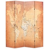  Sklopiva sobna pregrada s kartom svijeta 160 x 170 cm žuta | shoptok.hr
