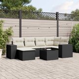 Maison Chic Seti vrtnega pohištva - Vrtna garnitura - Vrtni pohištvo set 7-delna z blazinami črn poli ratan, (21801760) | Shoptok.si