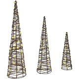  Božićno drvce 3 pcs Topla bijela 20 x 20 x 80 cm Ratan | Eponuda.com