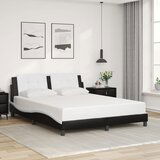 Maison Chic Posteljni okvir - Dvoposteljna postelja - Zakonska postelja z vzglavjem črn in bel 160x200 cm umetno usnje-J5898, (21759511) | Shoptok.si