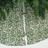 Linen Tales Zelena lanena okrugla prostirka za ispod božićnog drvca ø 125 cm Evergreen Damask – | shoptok.hr
