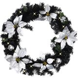 vidaXL Božični venec z LED lučkami črn 60 cm PVC Cene