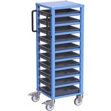 eurokraft pro transportni voziček za evro zaboje customline, za zaboje dxš 400 x 300 mm, modre barve, 10 zabojev, višina 50 mm Cene