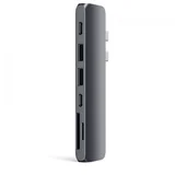 Aluminium Type-C PRO Hub, HDMI 4K, PassThroughCharging, 2x USB3.0, 2xSD, ThunderBolt 3, siva
